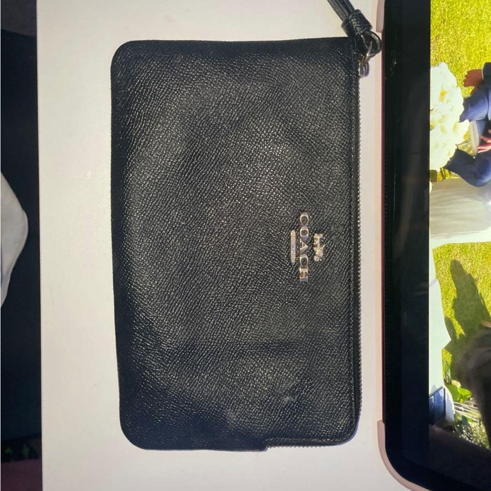 Black large coach wristlet